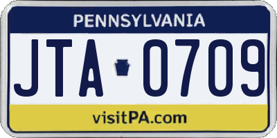 PA license plate JTA0709