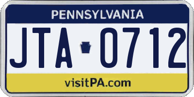 PA license plate JTA0712