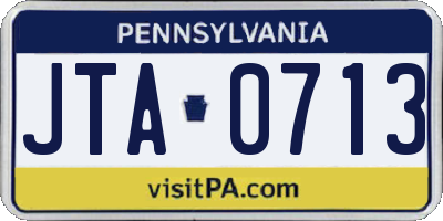 PA license plate JTA0713