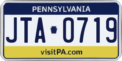 PA license plate JTA0719