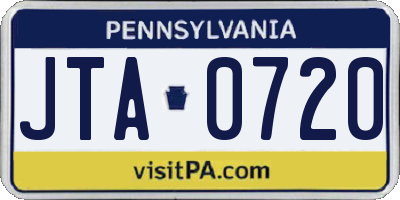 PA license plate JTA0720