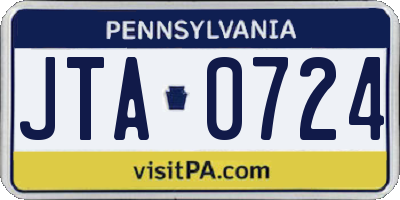 PA license plate JTA0724