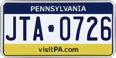 PA license plate JTA0726