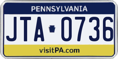 PA license plate JTA0736