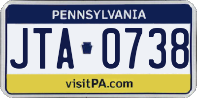 PA license plate JTA0738