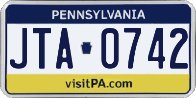PA license plate JTA0742