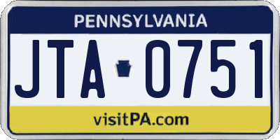 PA license plate JTA0751