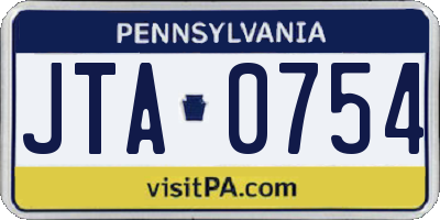 PA license plate JTA0754