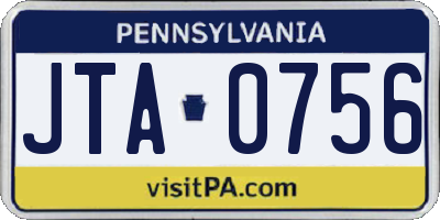 PA license plate JTA0756