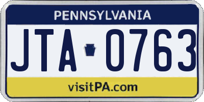 PA license plate JTA0763