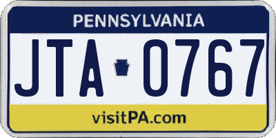 PA license plate JTA0767