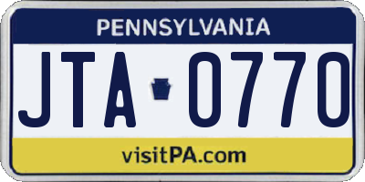 PA license plate JTA0770