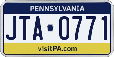 PA license plate JTA0771