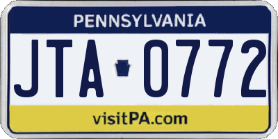 PA license plate JTA0772