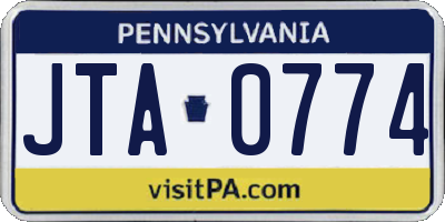 PA license plate JTA0774