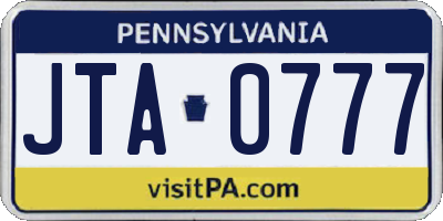 PA license plate JTA0777