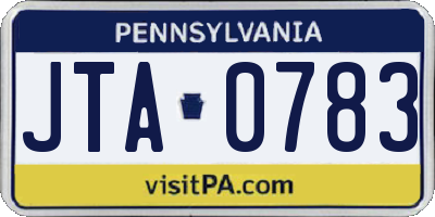 PA license plate JTA0783