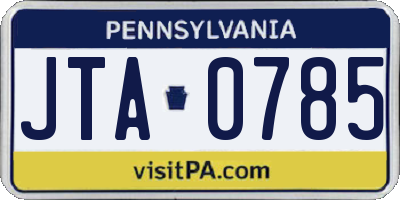 PA license plate JTA0785