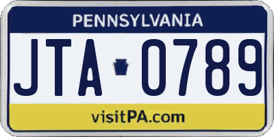 PA license plate JTA0789