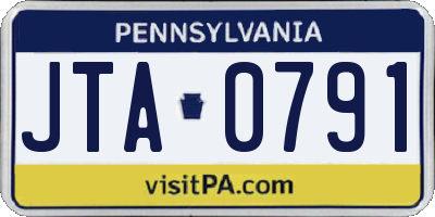 PA license plate JTA0791