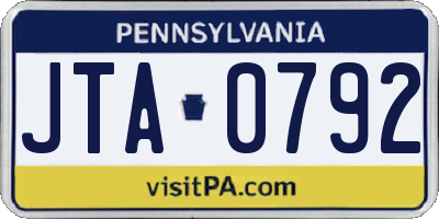 PA license plate JTA0792