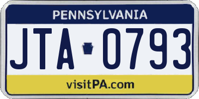 PA license plate JTA0793