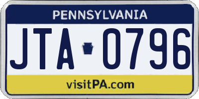 PA license plate JTA0796
