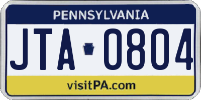 PA license plate JTA0804