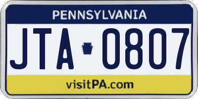 PA license plate JTA0807