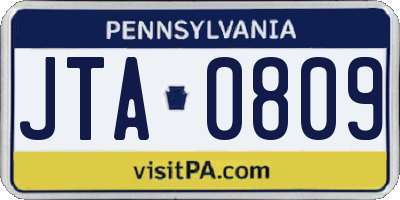 PA license plate JTA0809