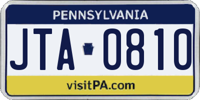 PA license plate JTA0810