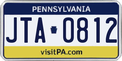 PA license plate JTA0812