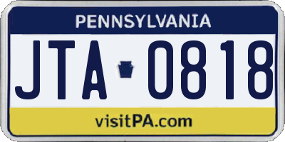 PA license plate JTA0818