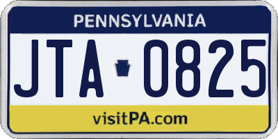 PA license plate JTA0825