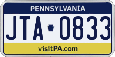 PA license plate JTA0833
