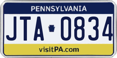 PA license plate JTA0834