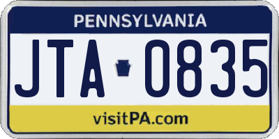 PA license plate JTA0835