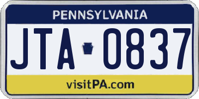 PA license plate JTA0837