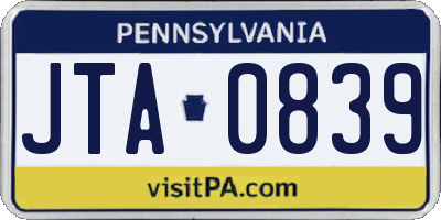 PA license plate JTA0839