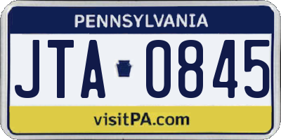 PA license plate JTA0845