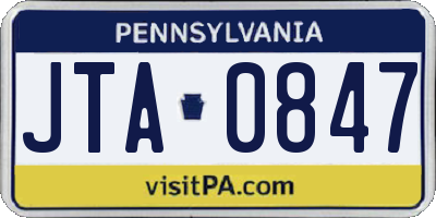 PA license plate JTA0847