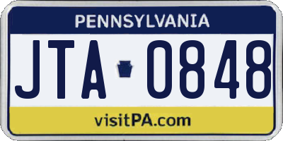 PA license plate JTA0848