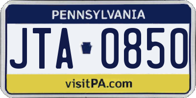 PA license plate JTA0850