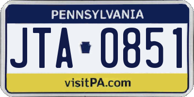 PA license plate JTA0851