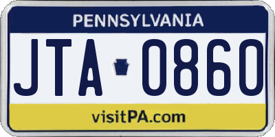 PA license plate JTA0860