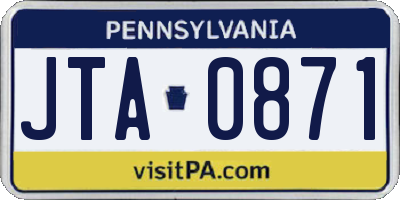 PA license plate JTA0871