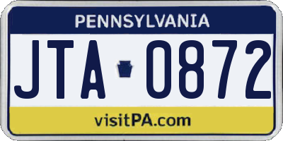 PA license plate JTA0872