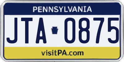 PA license plate JTA0875