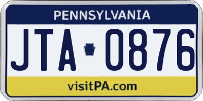 PA license plate JTA0876