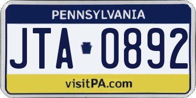PA license plate JTA0892